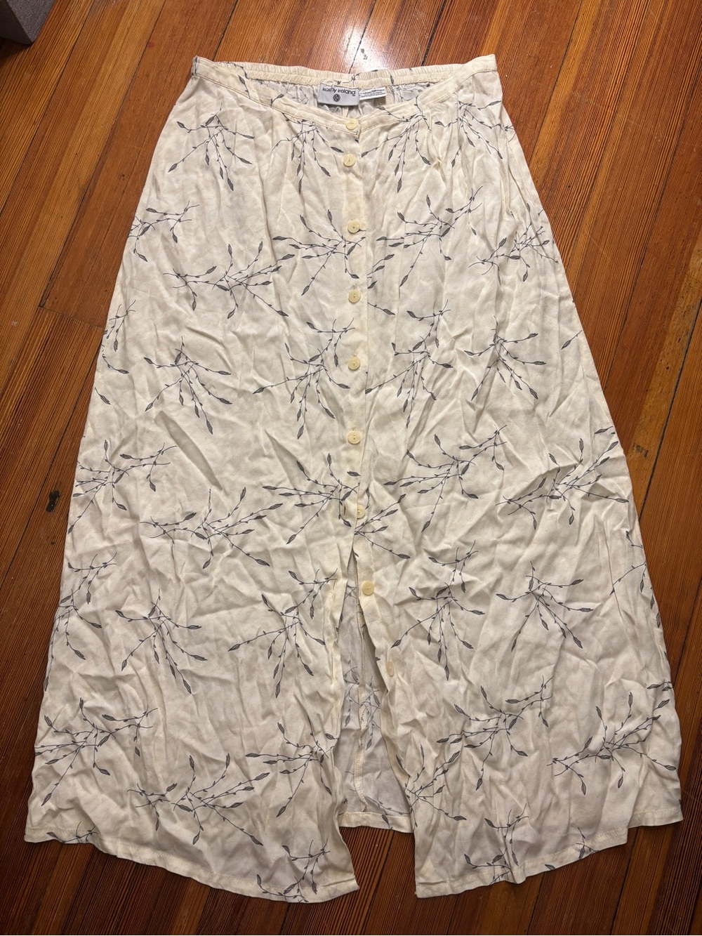 Vintage Button-down Skirt in Cream Size L